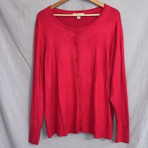 Sejour Fuchsia Pink Button Front Cardigan Sweater in 2X